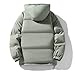 Men's Fashion Thickened Puffer Jacket Winter Stand Collar Loose Coat Quilted Down Alternative Outerwear Unisex (H-gray-green,XX-Large)