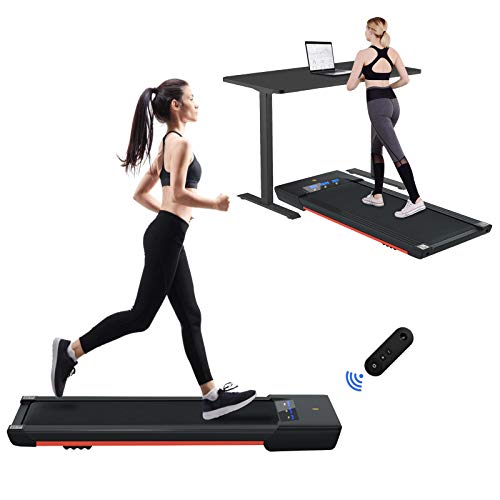 Vivitory Under Desk Electric Treadmill, Walking Jogging Flat for Home, 2.25HP Walking Running Machine, Remote Control and LED Display, Portable Treadmill for Home/Office Cardio Fitness