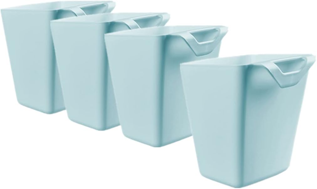 Rikyo 4 Pack Hanging Cup Holders for Storage Trolley & Cutlery Rack,Rolling Cart Accessorie,4.75x4 Hanging Bins,Removable Storage Cart Accessories,Hanging Kitchen Container(Blue)