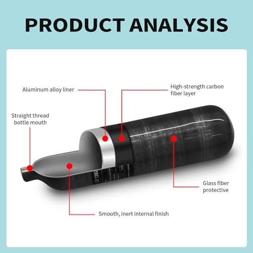 TUXING 4500Psi Pcp Carbon Fiber Air Tank,1.1L/67Cu in/1100CC Pcp Air Tank,High Pressure Composite Air Cylinder for Pcp Air Rifle Gun Scuba Air Cylinder - Image 10