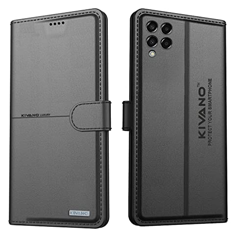 Image of KIVANO Samsung Galaxy M33 Flip Cover | Leather Finish | Inside Pockets & Inbuilt Stand | Shockproof Wallet Style Magnetic Closure Back Cover Case