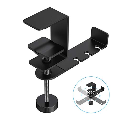 OMOTON Headphone Hanger - 360 Degree Rotation Universal Aluminum Headphone Adjustable Headset St