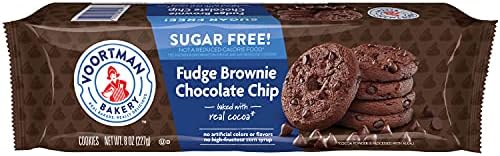 Voortman Bakery Sugar Free Fudge Brownie Chocolate Chip Cookies, 12 Count
