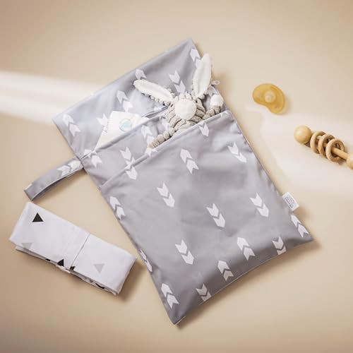 HBselect 2 Stück Nasstasche Wetbag Kindergarten wiederverwendbar Wet Dry Bag Windeltasche Nassbeutel Personalisiert for Baby Puzzle Geometrie