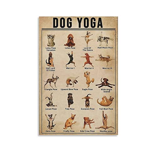 Rudd Póster de yoga para perros, decoración de habitación, póster de lienzo para decoración del hogar y la oficina, 30 x 45 cm