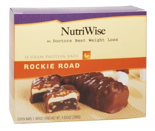 Nutriwise - Rockie Road Diet Bar | Low Sugar, Low Fat, Low Cal, High Protein, Gluten Free (7/Box) #TOP1