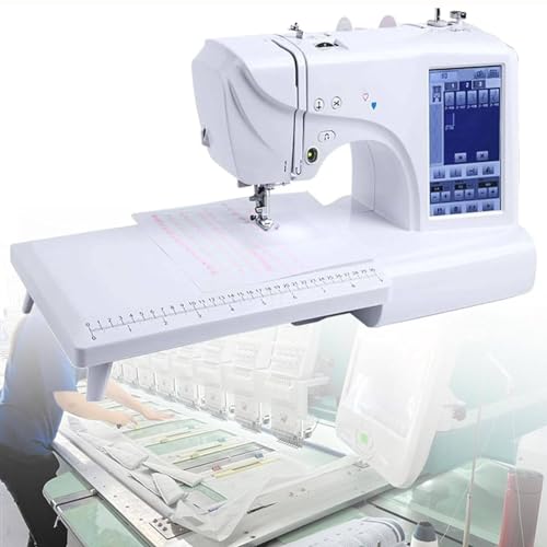 Macchina da ricamo con display LCD touch da 7 pollici e tavolo di estensione per trapuntatura, macchina da cucire e ricamo computerizzata elettrica