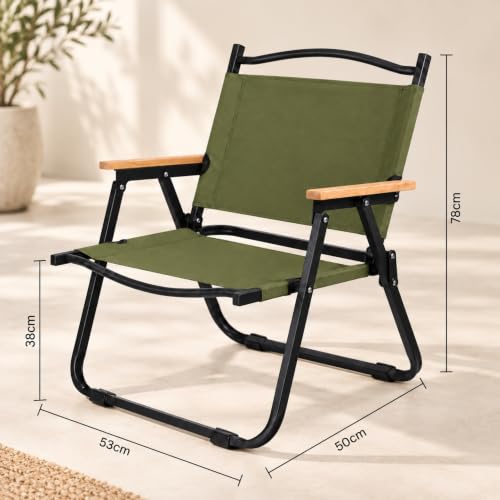 Image of STAR WORK Portable Foldable Chair Outdoor Furniture Compact Chair Aluminum with Armrests for Travel Camping, Fishing Picnic, Ultralight Low Beach Concert Camping Folding Chair (Green, Medium)
