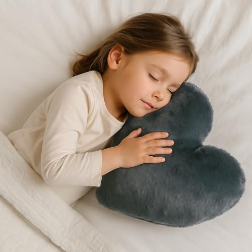 Brandsseller Herz-Kissen aus Plüsch 40x30 cm – Kuscheliges Dekokissen, Romantisches Geschenk zum Geburtstag, Valentinstag oder Muttertag – Weiches Zierkissen für Sofa, Bett und Reisen - Schwarz