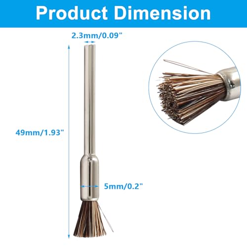 Image of 30Pcs Horse Hair Wire Cleaning End Brushes Pen, 2.3mm Mandrel Wire Bushes Set, Rust Paint Removal Bits Polishing Rotary Tool Accessories, 1 /5 inch x 3 /32 inch