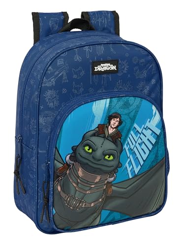 Sac à dos scolaire pour enfant animé Dragons ajustable au chariot