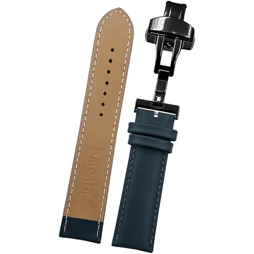 Image of DBLACK ''NAGATA3'' Leather Watch Strap with Butterfly Lock, Minimalist Design Watch Belt / / For 18mm, 20mm, 22mm, or 24mm Watch Band (Choose Your Size & Color)