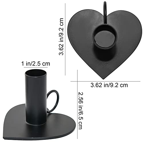 Mrmrkura Matte Black Taper Candle Holder Set Of 2, Heart Shape Metal Candlestick With Handle For Birthday, Weddings Party, 2.5 Inches High #TOP1