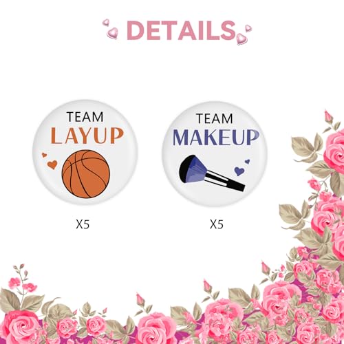 10 Pcs Basketball Gender Reveal Button Pins, Team Layup Team Makeup Badge Pins, Boy or Girl Button, Basketball He or She Stain Brooch for Baby Shower/Gender Reveal Party Decorations4