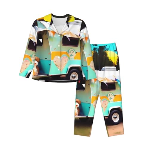Pyjama 2 pièces femme Happy Camper idéal pour vos soirées cocooning à la maison