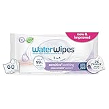 WaterWipes Sensitive+ Soothing Wipes, 3-In-1 Cleans, Cares, Soothes, 99% Water with Botanical Extract, Unscented & Hypoallergenic Baby Wipes, 60 Count (1 Pack)