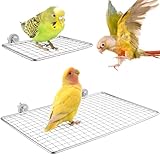 DBNESS 2 Pcs Bird Perches, Stainless Steel Parrot Perch Platform, Open-Grid Easy Clean Parakeet Stand, Durable Rust-Resistant Birdcage Accessories for Budgie, Cockatiel, Green Cheek, Quaker, Hamster