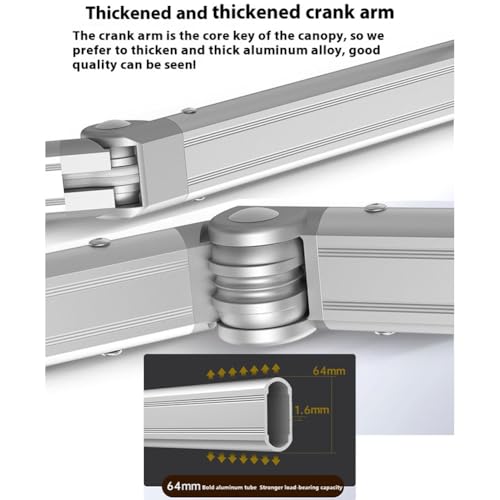 Toldo para exteriores con manivela manual estructuralmente fuerte de aluminio antioxidante 6