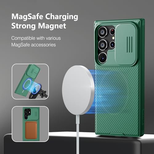Image of Nillkin for Samsung Galaxy S24 Ultra Case, Slide Camera Cover [Compatible with MagSafe] Military Grade Protection Shockproof Phone Case for Samsung Galaxy S24 Ultra 5G 6.8'' Green