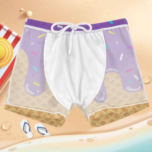 Boys Swim Trunks Quick Dry Kids Bathing Suit Light Circle Ice Cream Toddler Swim Shorts Boardshorts Swimwear 3t4