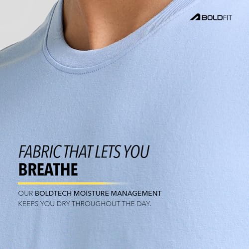 Image of Boldfit Tshirt for Man, Crew Neck Regular Fit Mens Tshirt, Half Sleeves Plain Soft Cotton Blend T Shirt, Breathable Everyday Comfort, Timeless Style & Fade-Resistant Fabric Ideal for All Body Types
