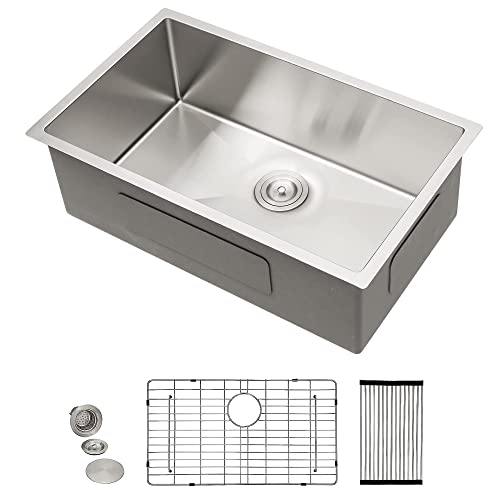 27 Undermount Kitchen Sink - Donsdey 27"×18" Kitchen Sink Undermount 16 Gauge Stainless Steel Kitchen Sink Under Counter Single Bowl Basin #TOP1