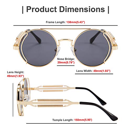 Karsaer Steampunk Sunglasses Hippie Glasses Retro Round Metal Frame Women Men #TOP3