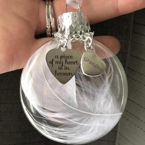 Adorno colgante de Navidad conmemorativo, bola de plumas transparentes, I Have an Angel in Heaven I Call Him Dad, colgante de recuerdo de árbol de Navidad, regalo conmemorativo familiar de pérdida de
