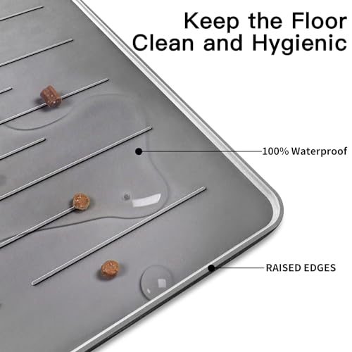 39.4"x29.5" Large Pet Food Mat, Silicone Dog Mats for Food and Water, Nonslip Pet Feeding Mats for Floors,Dog Cat Bowl Mat with Raised Edges, Dark Gray by Ultibe - Image 3
