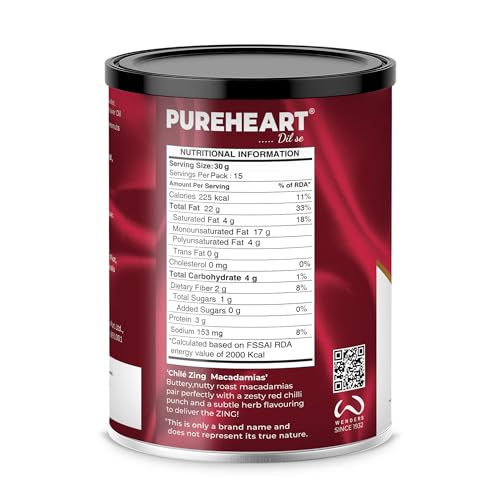 Image of PUREHEART Nutreat Chile Zing Australian Macadamias 454g - Spicy Roasted Macadamia Nuts | Buttery Crunch Snack | Gluten-Free & Keto-Friendly