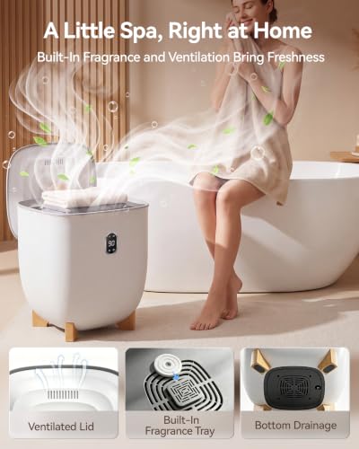 Image of Tehanld Towel Warmer, 25L Towel Warmers for Bathroom Features 2 Heat Settings, Higher Temperatures and Quicker Heating of Towels, Bathrobes and Blankets, Ideal for Home Spa