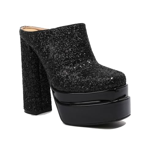 Mules à talons épais YYZTXF pour femmes : sandales à bout fermé chic