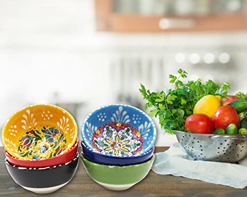 Silver Craft 6 Pcs Hand Painted Decorative Serving Turkish Tiny Bowls - Handmade Ceramic Bowl Set Of (3.3''Inc/8.5Cm) 2.5 Oz Pinch Multicolor Small Best Gift Set thumb #6