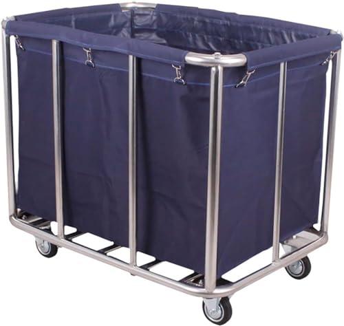 Carrito de lavandería comercial con ruedas, carrito de lino resistente con forro de lona, capacidad de 100 kg, ideal para hospitales y uso industrial, 3 colores disponibles, 90 x 65 x 80 cm