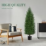 4FT Artificial Topiary Cedar Plants Outdoor, Faux Pine Trees UV Resistant and Potted, 48 Inch Tall Fake Shrubs Evergreen for Front Porch Decor Set of 2 - Image 4