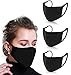 Produktbild 100% Baumwolle Stoffmaske Waschbar 2 Schichten Unisex Gesichtstuch Masken Wiederverwendbar für Erwachsene Kinder Kinder Männer Frauen (Schwarz - 3 Stück