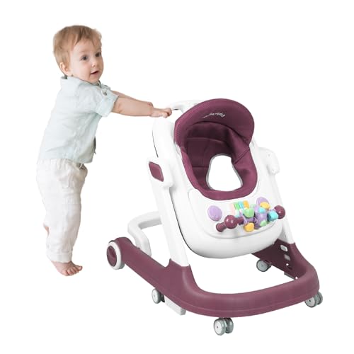 OHMG 4-en-1 Trotteur Bébé avec plateau multi-activités interactive avec musique amovible,...