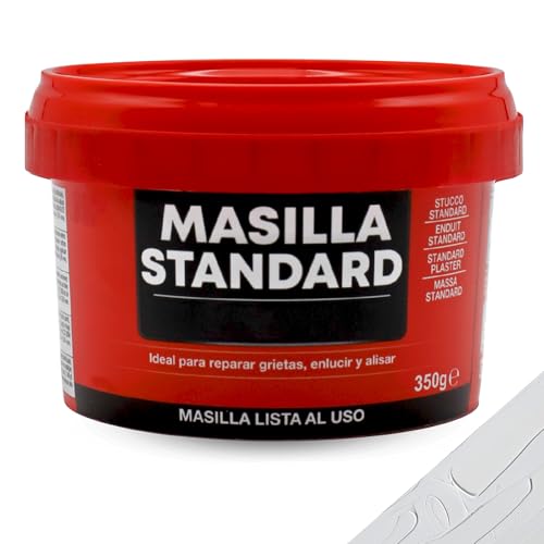 TECHZOCO Masilla Standard de Pared, Ideal para reparar grietas, enlucir y alisar, Masilla lista al uso, Rellenadora de agujeros, Color Blanco, Contiene 350 gramos