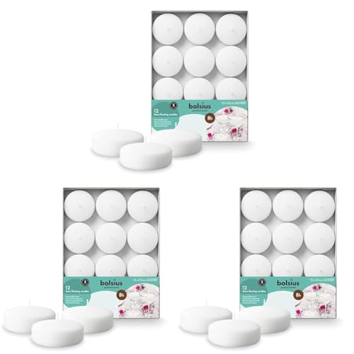 Bolsius - Maxi bougies flottantes, Blanc (Lot de 3)