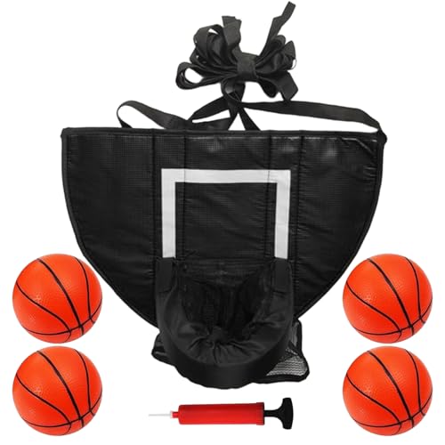Trampolín Canasta de Baloncesto con bomba y pelotas – Mini Juego de Baloncesto Cuerda Reforzada | Tabla resistente a los arañazos, divertido juego de fitness para niños, adolescentes y adultos
