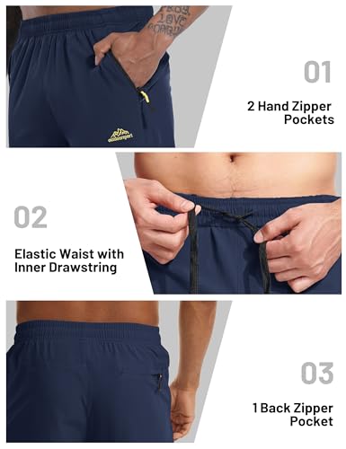 Image of MAGCOMSEN Men's Capri Shorts Quick Dry Below Knee 3 /4 Capri Pants with Zipper Pockets for Workout Running Training Summer