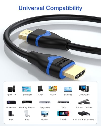 ApoJodly 4K HDMI Cables 3FT 10-Pack, HDMI to HDMI Cable 3 Foot High Speed HDMI Cord 2.0(4K@60Hz, 2K@144Hz,1080P@120Hz, 18Gbps, HDR, 3D, HDCP 2.2, ARC) for HDTV, Switch, PS4/PS5, Xbox, Blu-ray, Monitor