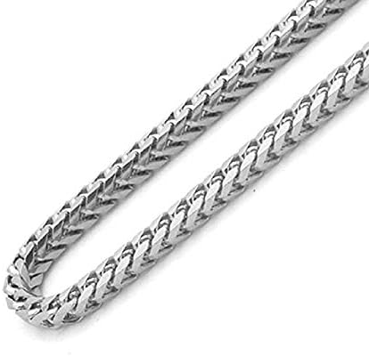 925 Sterling Silver Rhodium Plated Italian 3mm Solid Franco Square Box Link Necklace Chain 16" - 30" for Men & Women (28)
