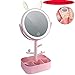 Produktbild 360 ° drehbarer Schminkspiegel Stufenlos dimmbare LED-Tischlampe mit USB-Aufladung und multifunktionaler Kosmetik-Aufbewahrungsbox, Schminktisch waschen Schlafzimmer Badezimmer Arbeitszimmer Frau