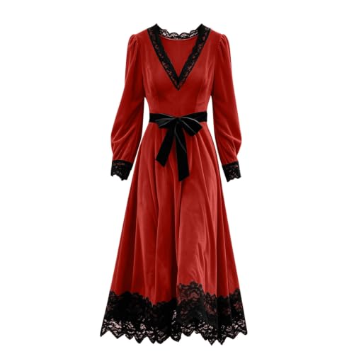 Kreyvox Halloween Witch Costume Women Velvet Dress V Neck Gothic Dress - image 4