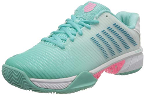 K-Swiss Performance Hypercourt Express 2 HB, Zapatillas de Tenis para Mujer, Azul (Aruba Blue/White/Soft Neon Pink 439), 38 EU
