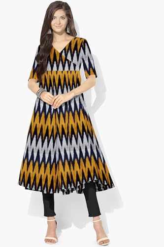 Image of Cotton Pochampally ikat unstitched blouse, Kurthi, long frock fabric material for women (1 meter, 2 meters & 3 meters)