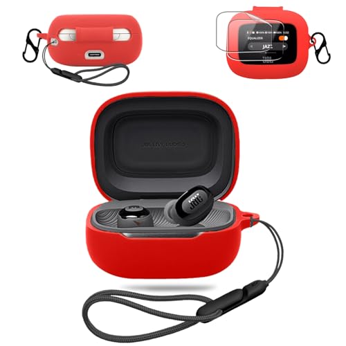 For JBL LIVE BUDS 3 �p �P�[�X �J�o�[ +2���t�B�����yNOUKAJU�z ���C�����X �C���[�z�� �V���R�� �ی�P�[�X �i�J���r�i�t��+�X�g���b�v�t�� �j �����h�~ �L�Y�h�~ �ϏՌ� �����[�d�\ �h�o (���b�h)