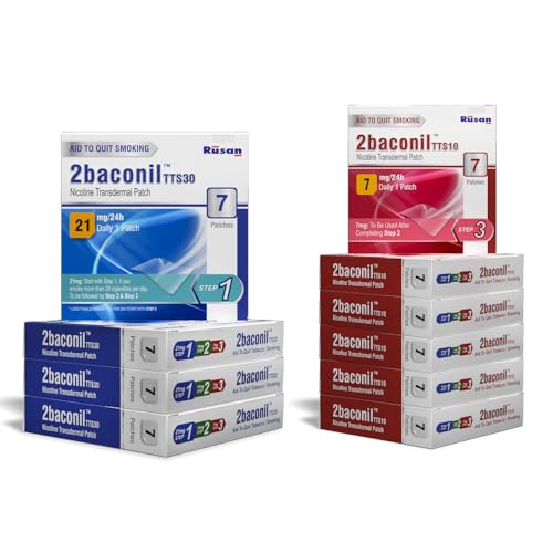 Image of Rusan 2baconil Nicotine Patch Therapy Kit - 3 Month Quit Smoking Plan | More Than 20 Cigarettes /Day | Nicotine Replacement Therapy | Quit Smoking & Chewing Tobacco /Ghutka