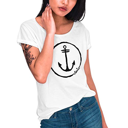 VIENTO Anchor Logo Damen T-Shirt (Weiß, L)